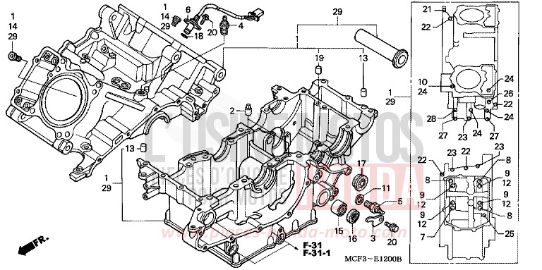 CARTER MOTEUR von VTR1000 SP-2 GRAPHITE BLACK (NHB01) von 2006